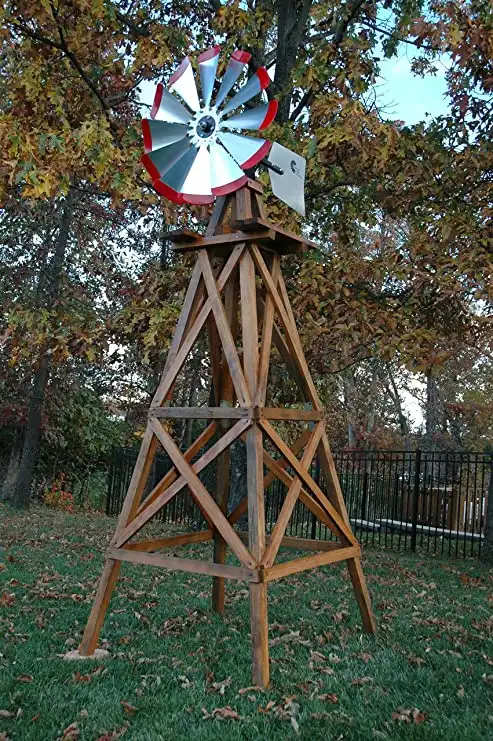 Outdoor Water Solutions Wooden Backyard Windmill
